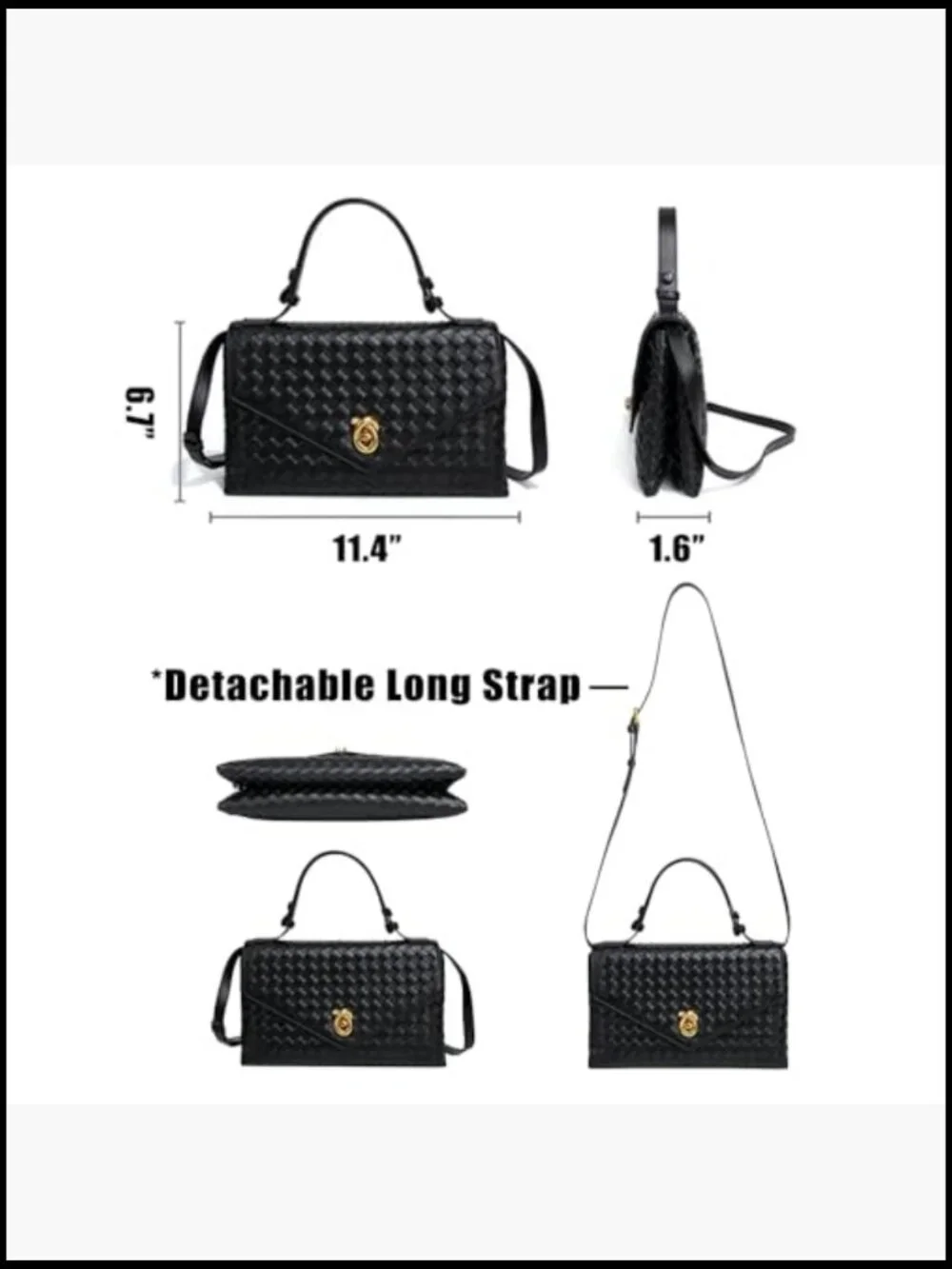 Woven Crossbody Satchel Bag Trendy Braided Top Handle Shoulder Purse Summer - Picture 5 of 7